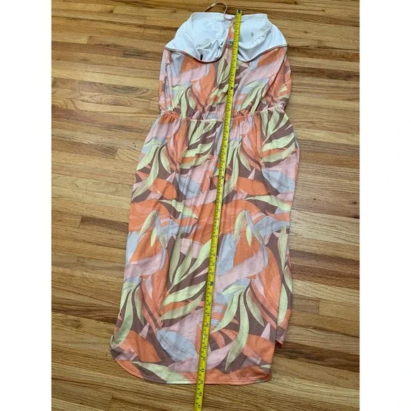 PrAna Women's XL Orange Dress Polyester Tropical Racerback Tank Summer Cocktail - Picture 5 of 10